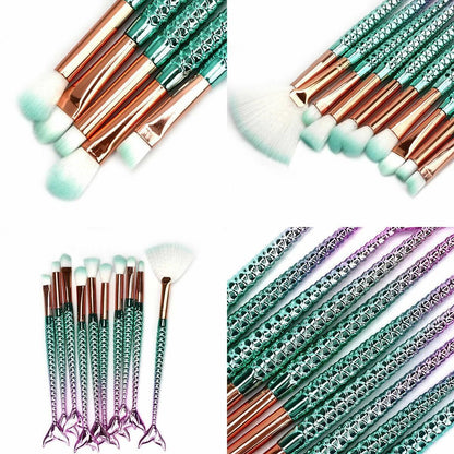 11-Piece Mermaid Tail Makeup Brush Set