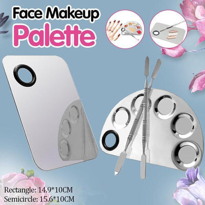Stainless Steel Cosmetic Face Makeup Palette Spatula Foundation Mixing Tool - Semicircle