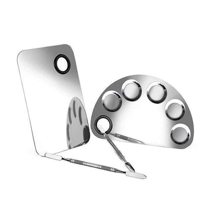 Stainless Steel Cosmetic Face Makeup Palette Spatula Foundation Mixing Tool - Semicircle