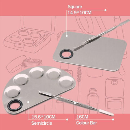 Stainless Steel Cosmetic Face Makeup Palette Spatula Foundation Mixing Tool - Semicircle