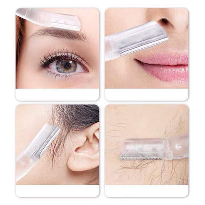 3Pcs Eyebrow Razor Set Facial Trimmer Shaver Blade Hair Remover Beauty Tool - 2X Eyebrow Razor+Scissor-White
