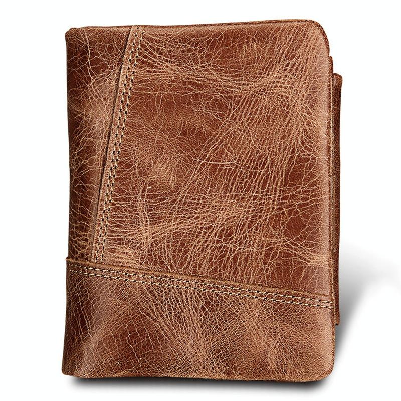 Men Taupe Leather Rfid Card Holder Wallet