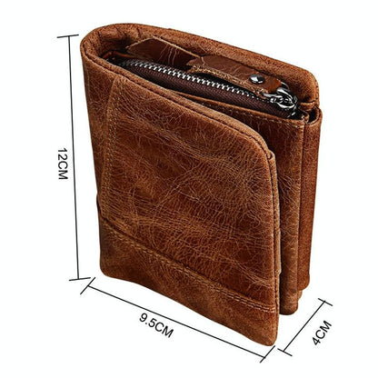 Men Taupe Leather Rfid Card Holder Wallet