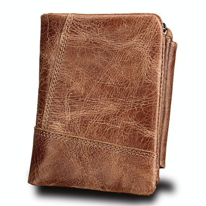 Men Taupe Leather Rfid Card Holder Wallet