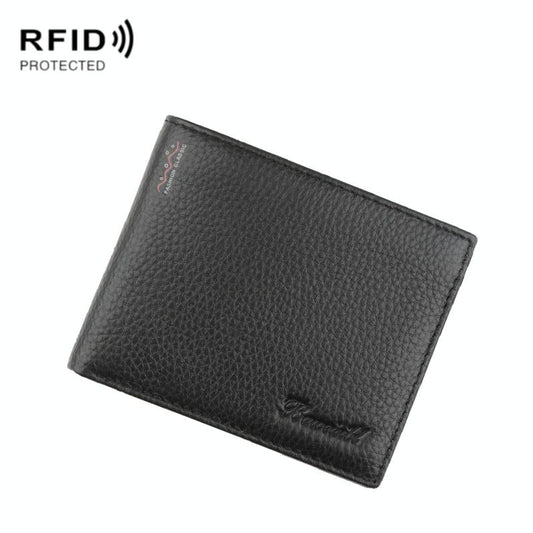 Rfid Men Short Wallet with Card Slots - Black