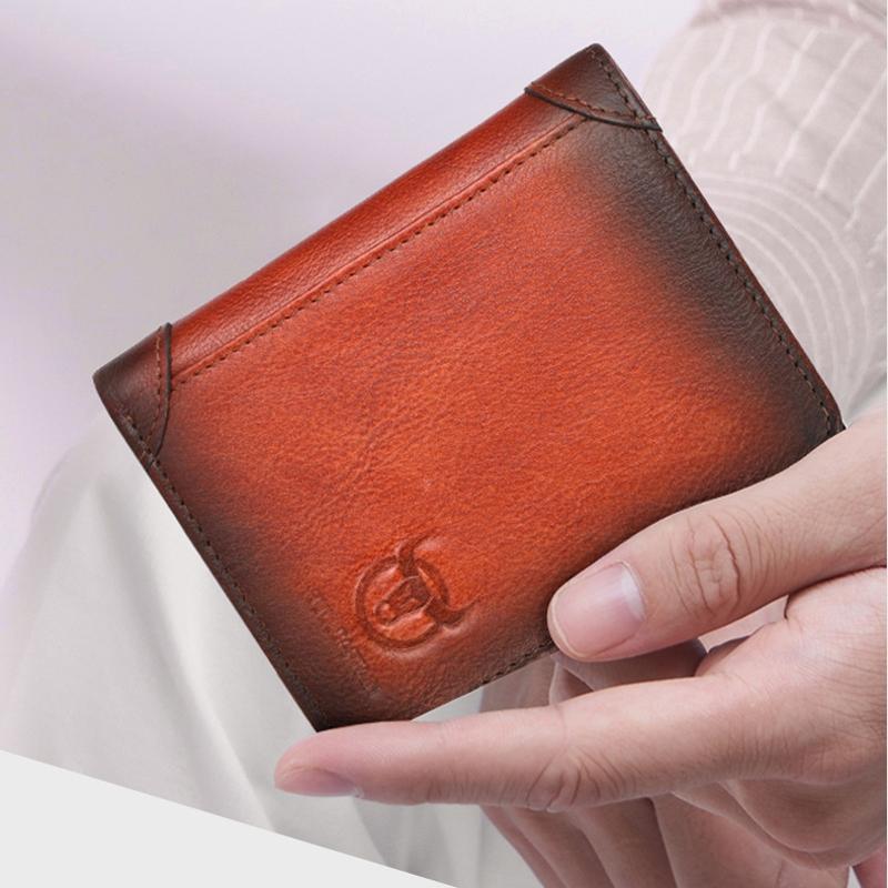 Men Rfid Leather Wallet with Coin Clip - Coffee