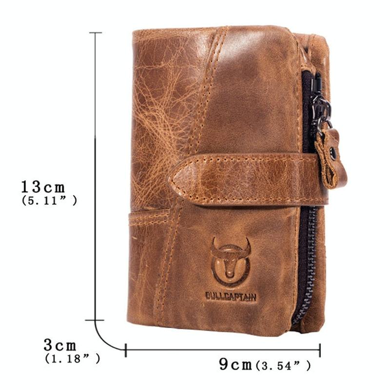 Men Vertical Cowhide Wallet with Rfid Blocking - Yellow Brown