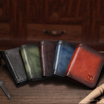 Men Rfid Leather Wallet with Coin Clip - Brown