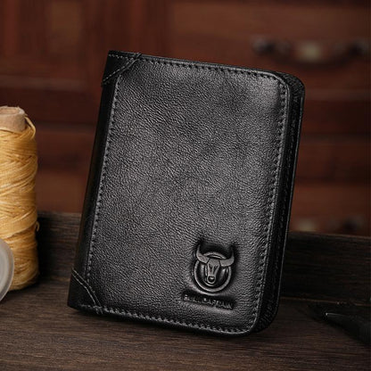 Men Rfid Leather Wallet with Coin Clip - Brown