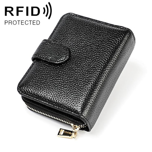 Men Anti-magnetic Leather Rfid Wallet - Black - Black