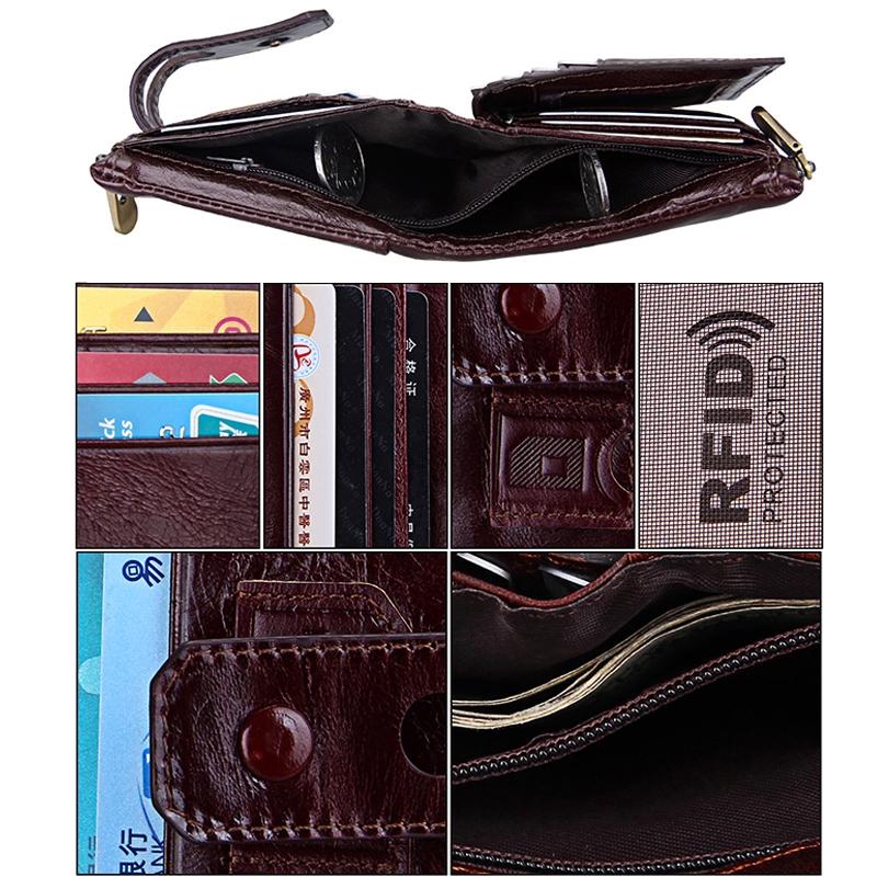 Men Rfid Blocking Cowhide Leather Wallet - Crazy Horse Texture - Ccb1083Tp