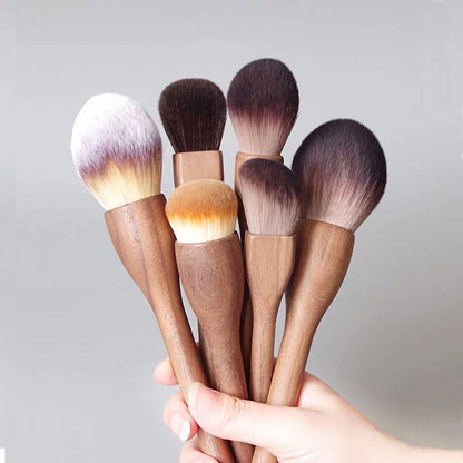 Large Loose Powder Brush Walnut Wood Makeup Brush Set