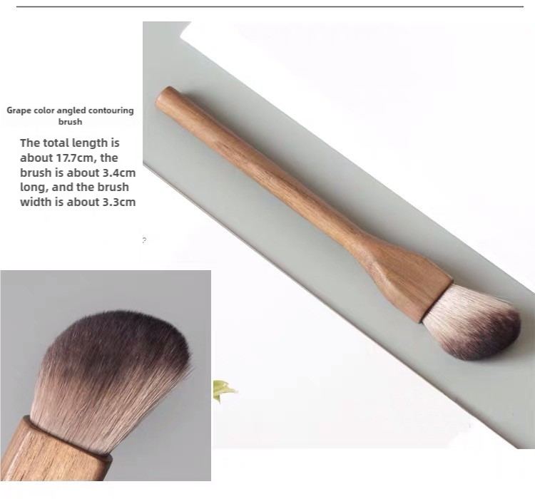 Grape Color Angled Contouring Brush Walnut Wood Makeup Brush Set