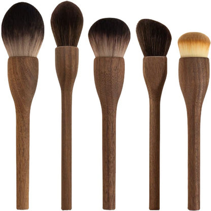 Grape Color Angled Contouring Brush Walnut Wood Makeup Brush Set