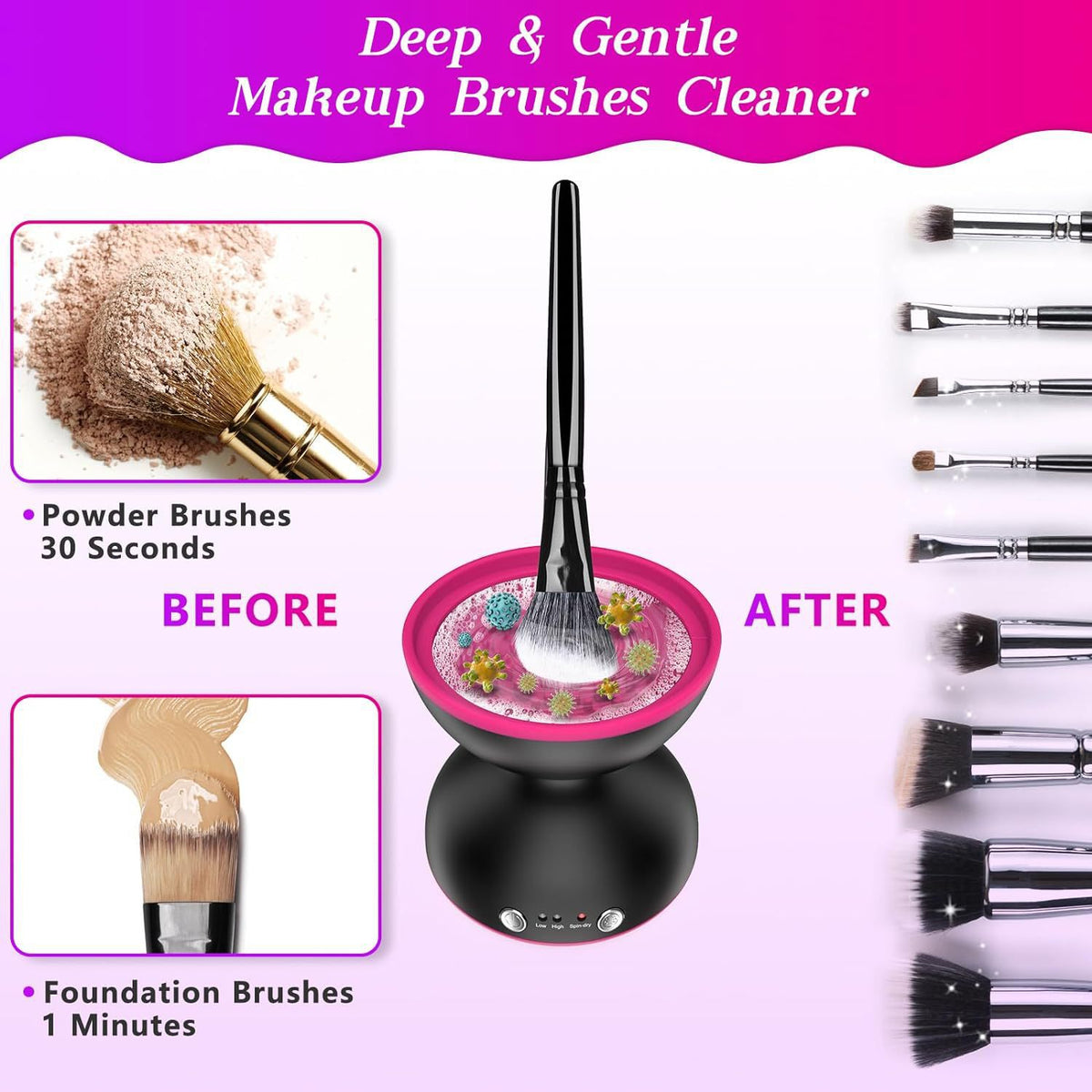 Black USB Electric Makeup Brush Cleaner
