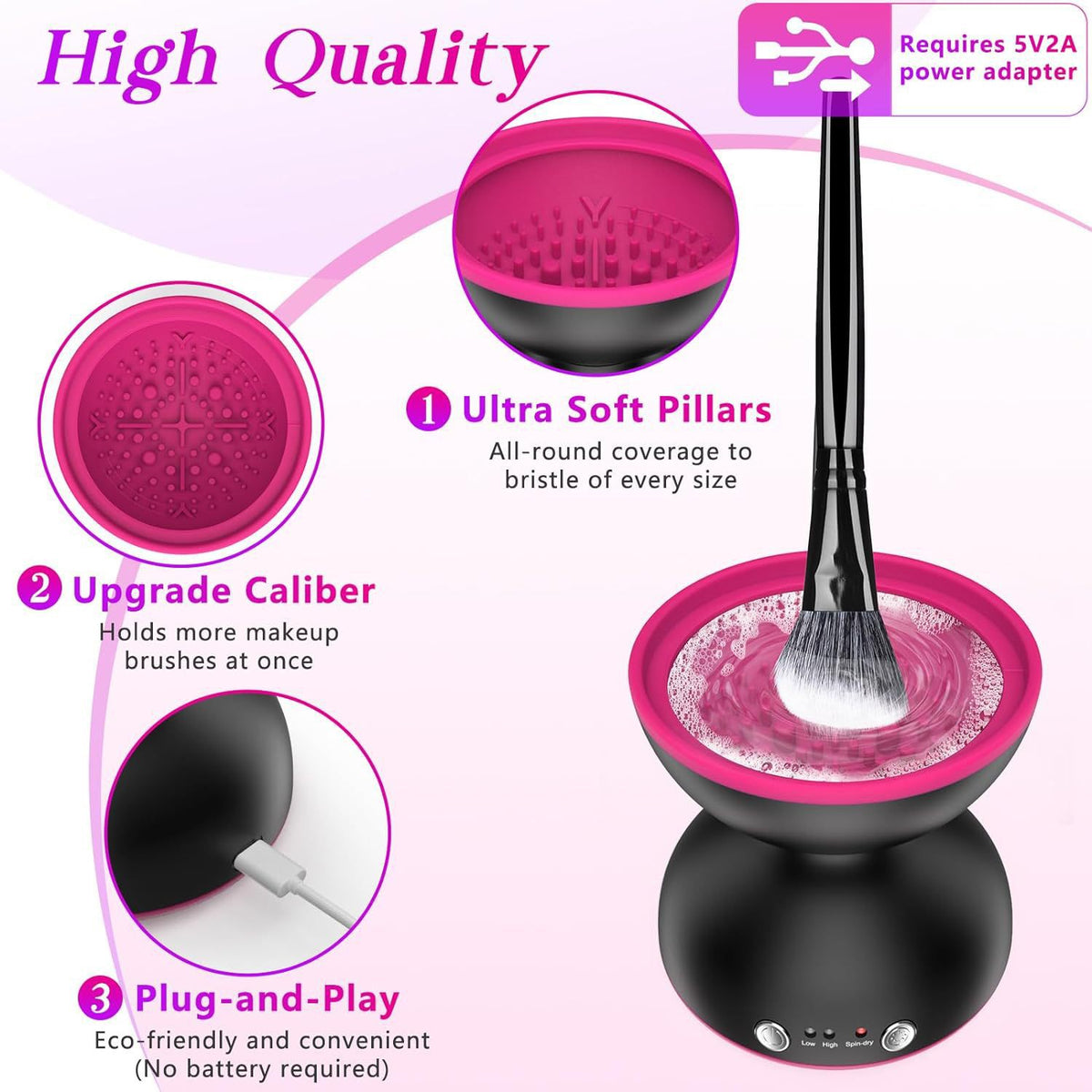 Black USB Electric Makeup Brush Cleaner