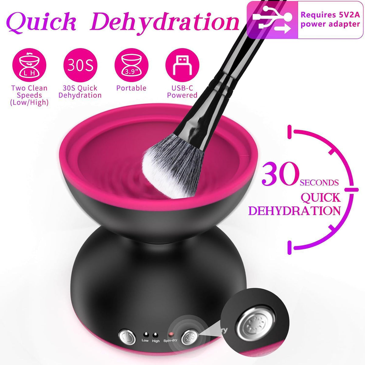 Black USB Electric Makeup Brush Cleaner