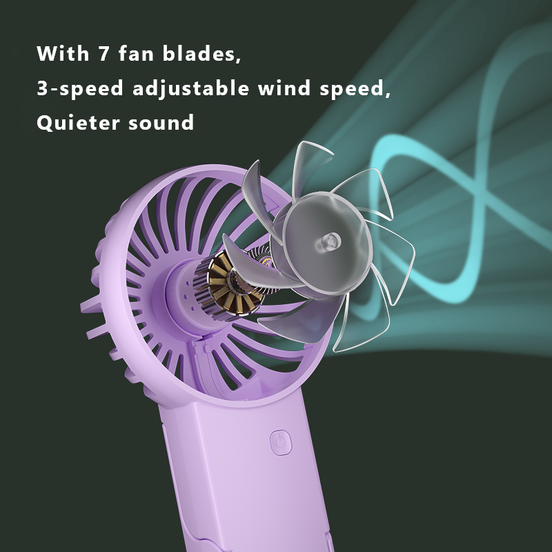 White 2 Pack Mini Portable Handheld Fan Foldable Desktop Personal Fan USB Rechargeable Pocket Fan with 3 Speeds