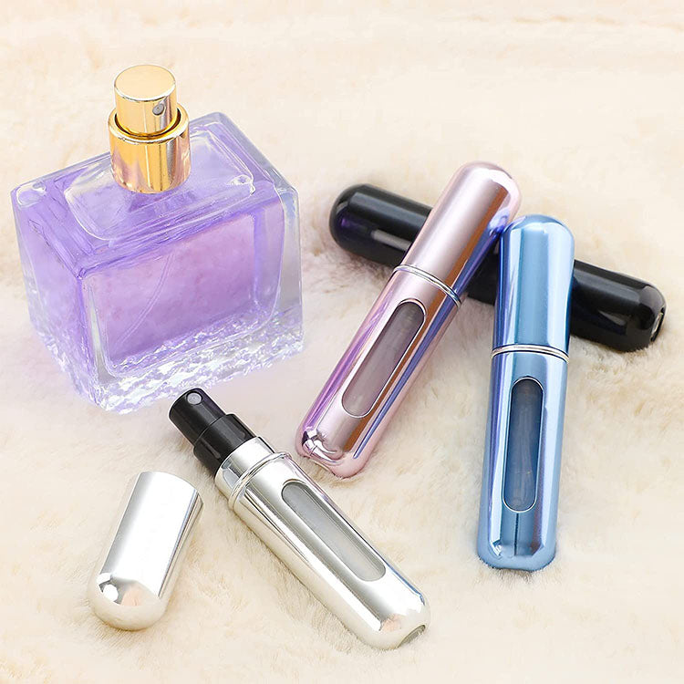 5-Pcs Silver 5ml Refillable Perfume Atomizer Portable Bottom Fill Travel Spray Bottle for Fragrance and Aftershave Australian Travel Essential