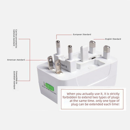 2-PCS White Universal Travel Adapter with 2 USB Ports All-in-One International Plug Converter for UK EU US AU International Australian Travel Essential