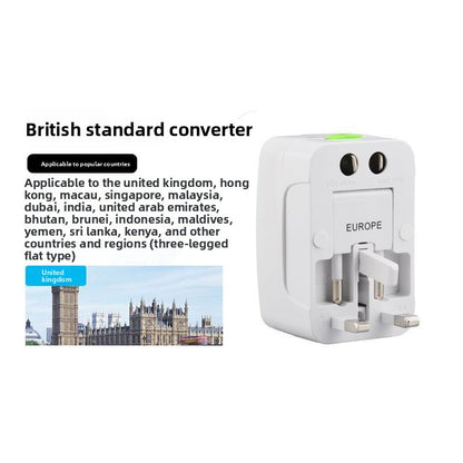 2-PCS White Universal Travel Adapter with 2 USB Ports All-in-One International Plug Converter for UK EU US AU International Australian Travel Essential