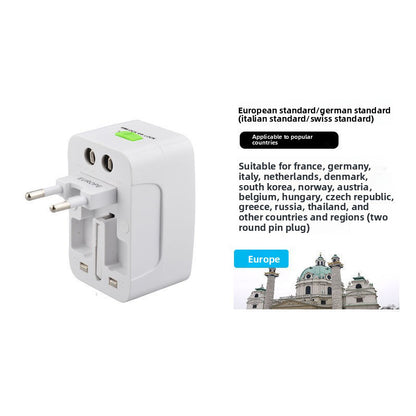 2-PCS White Universal Travel Adapter with 2 USB Ports All-in-One International Plug Converter for UK EU US AU International Australian Travel Essential