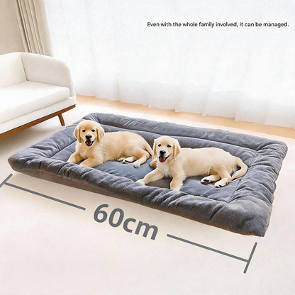 Grey Large Plush Dog Bed – Extra Thick Winter Warmth, Machine Washable & Non-Slip Pet Mat