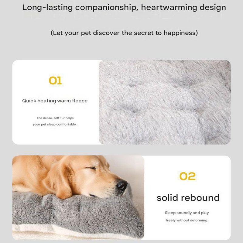 Grey Large Plush Dog Bed – Extra Thick Winter Warmth, Machine Washable & Non-Slip Pet Mat
