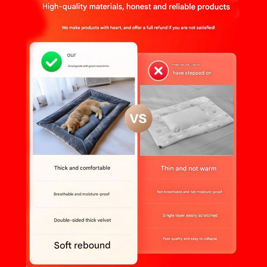 Grey Large Plush Dog Bed – Extra Thick Winter Warmth, Machine Washable & Non-Slip Pet Mat