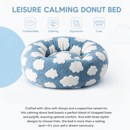 Medium Large Pet Donut Bed – Coffee Plaid