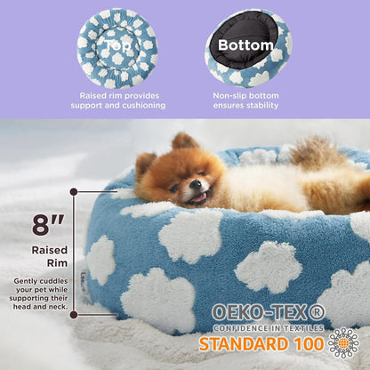 Medium Large Pet Donut Bed – Coffee Plaid