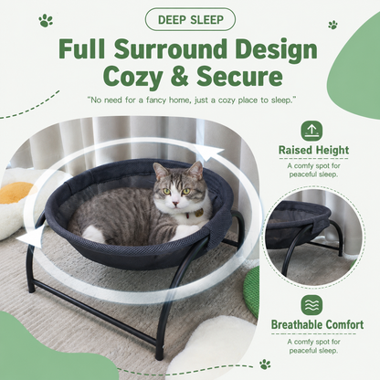 Dark Grey Elevated Cat Hammock Bed – 45 × 42 × 23cm