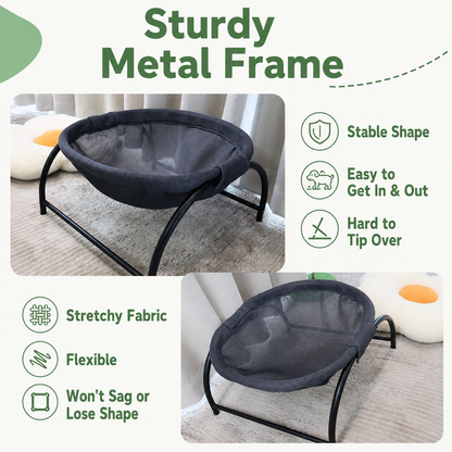 Dark Grey Elevated Cat Hammock Bed – 45 × 42 × 23cm