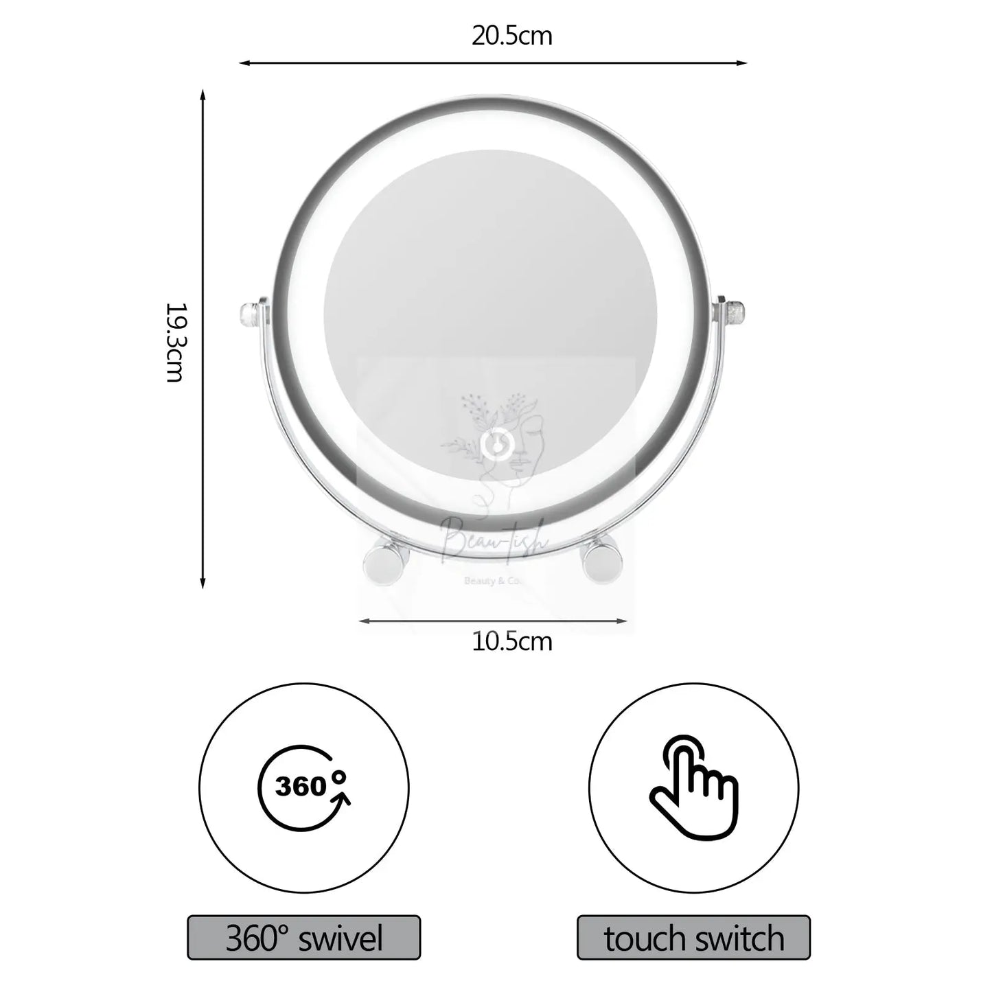 Clevinger San Marino LED Illuminated Makeup, Vanity, and Beauty Mirror Beau-tish