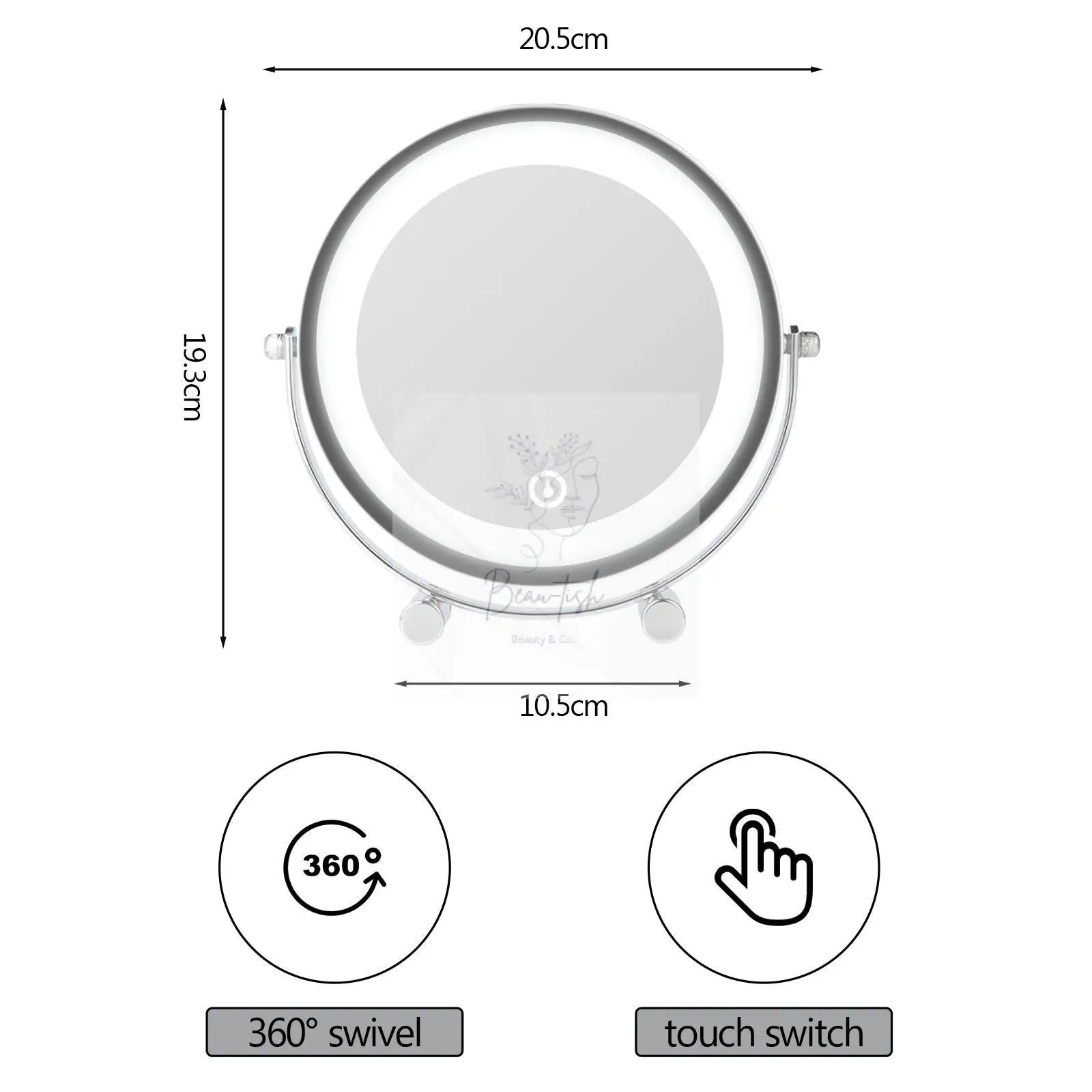 Clevinger San Marino LED Illuminated Makeup, Vanity, and Beauty Mirror Beau-tish