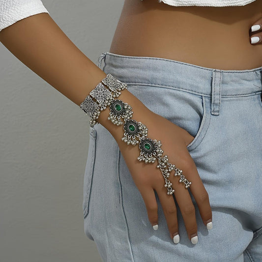 A Minimalist Indian - Style Bohemian Finger Bracelet Resembling Turquoise