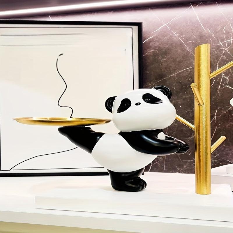 A Stylish Panda-Shaped Resin Tray with a Metal Base