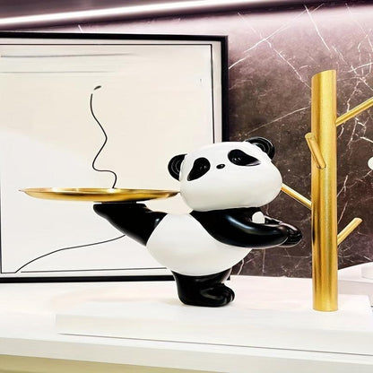 A Stylish Panda-Shaped Resin Tray with a Metal Base