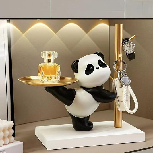 A Stylish Panda-Shaped Resin Tray with a Metal Base