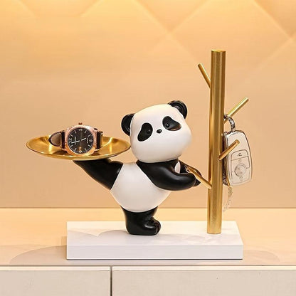 A Stylish Panda-Shaped Resin Tray with a Metal Base