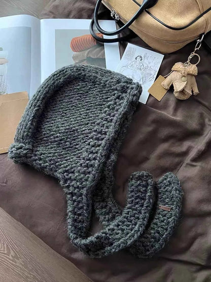Knitted Hooded Scarf Hat