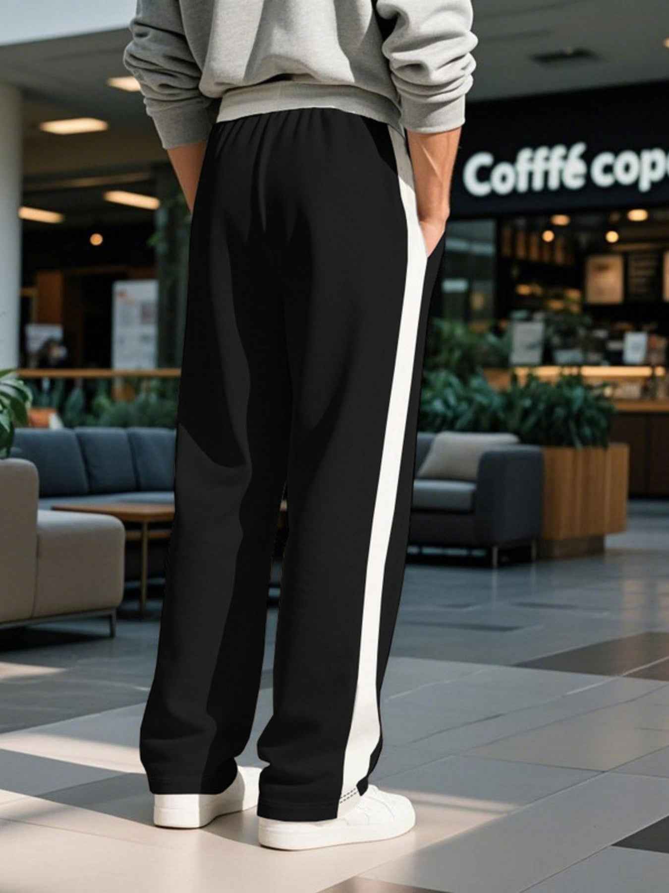 Men's Full Size Contrast Stripe Drawstring Sweatpants Plus Size