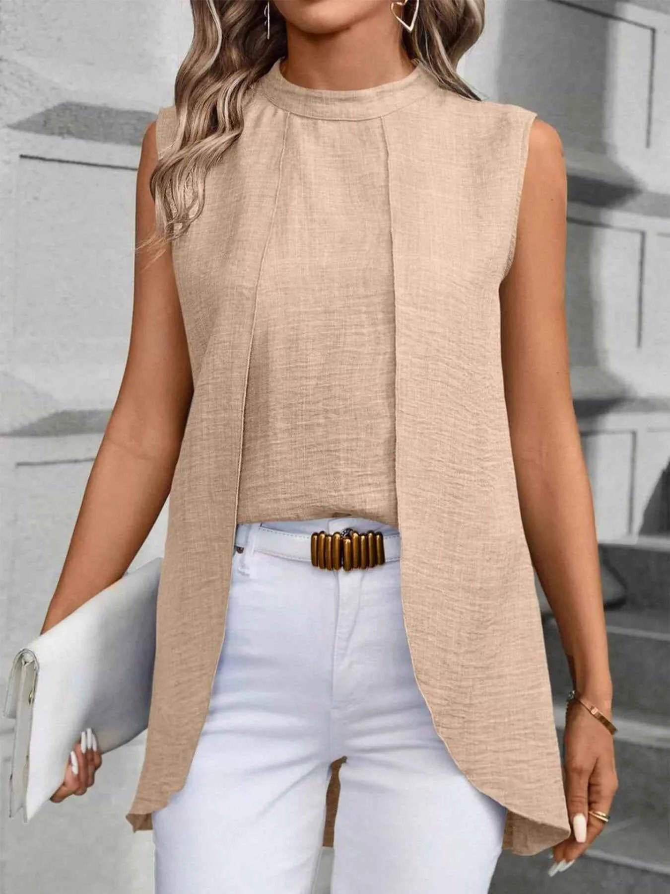 Mock Neck Sleeveless Top