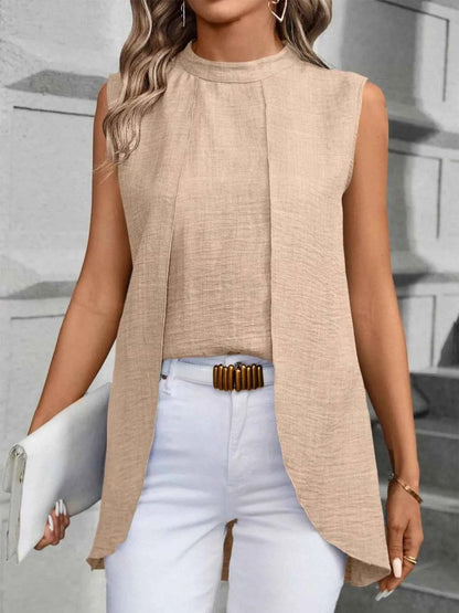 Mock Neck Sleeveless Top