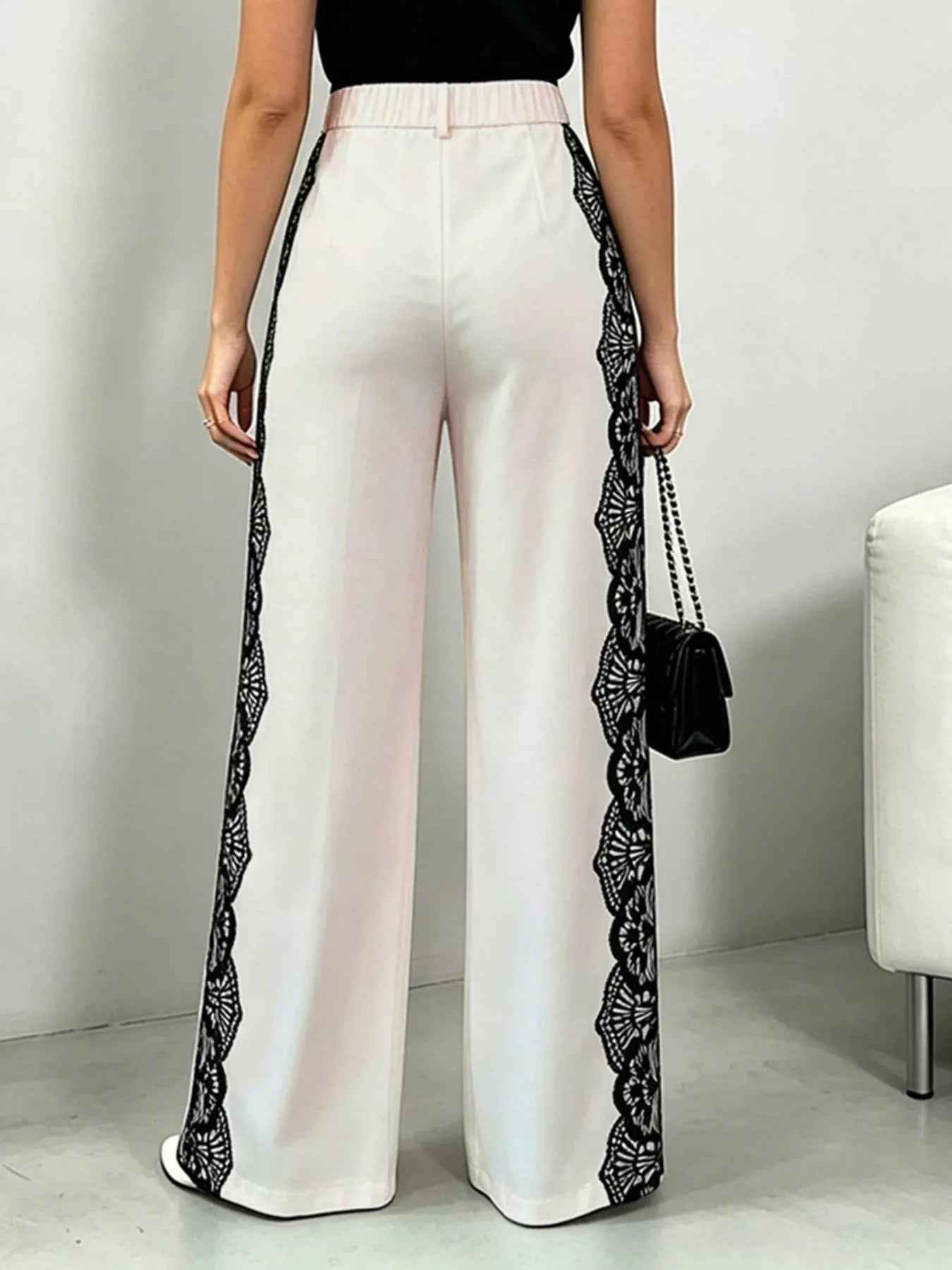Lace Detail Wide Leg Pants