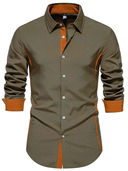 Men's Contrast Trim Button-Down Shirt