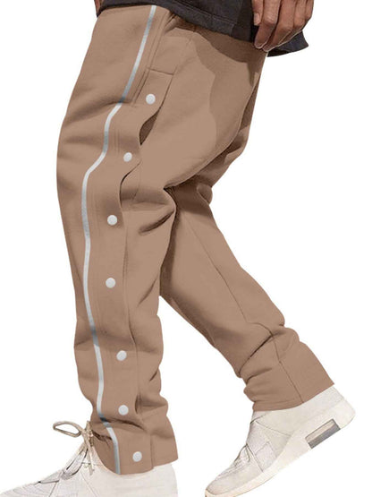 Men's Full Size Loose Fit Side Snap Button Track Pants Plus Size