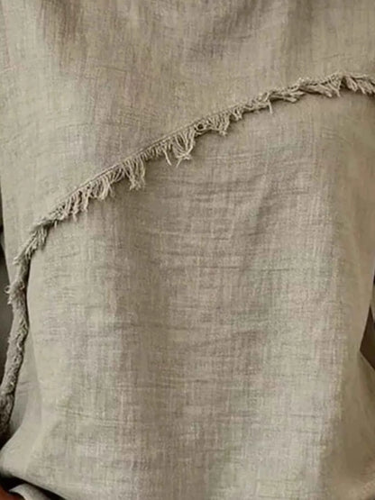 Full Size Frayed Hem Short Sleeve Top Plus Size