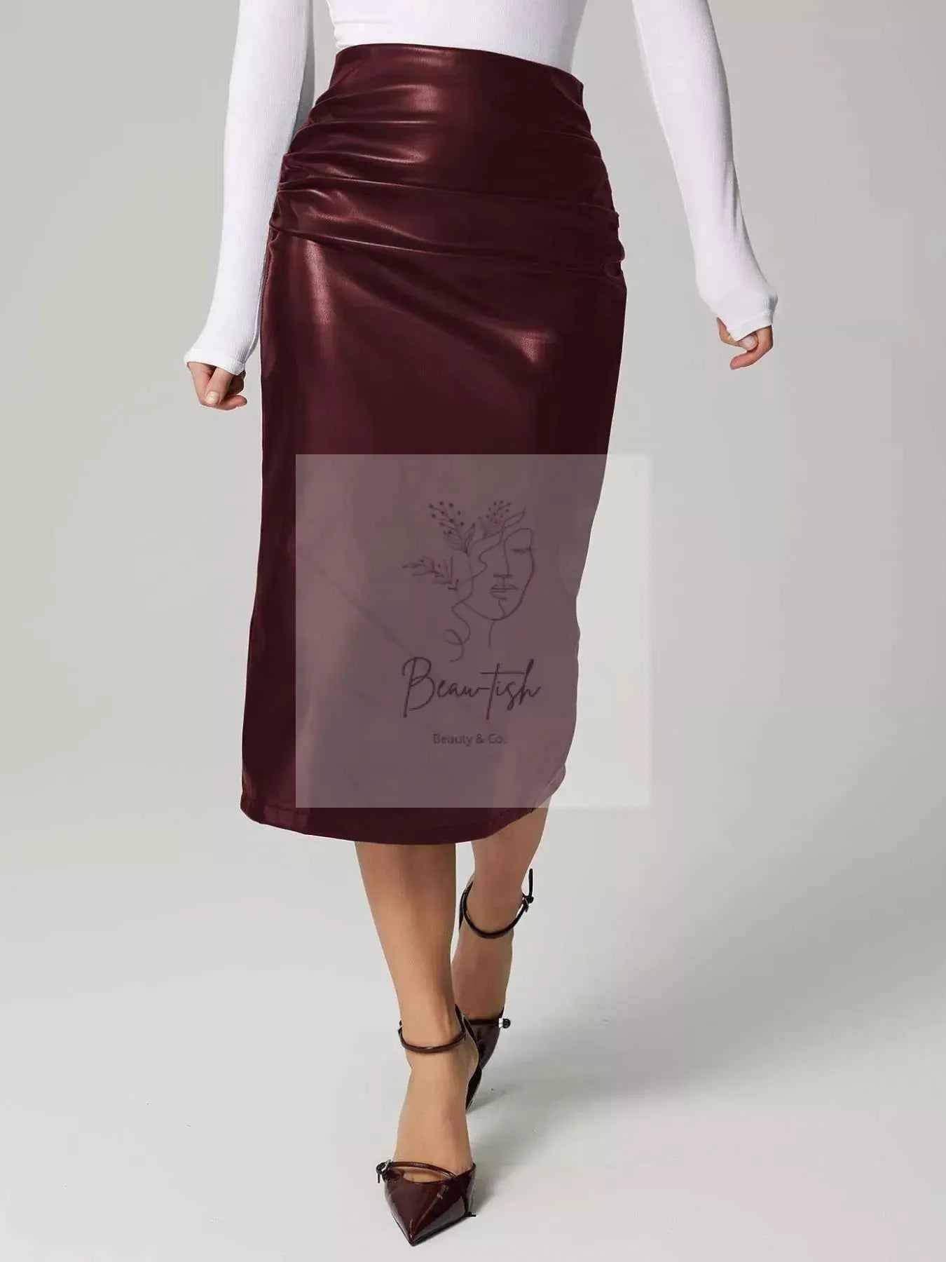 Slit Back Leather Skirt