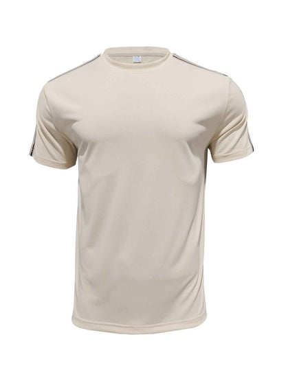 Men's Full Size Striped Shoulder Casual T-Shirt Plus Size